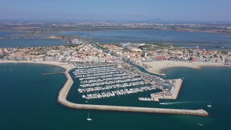 Palavas-les-Flots-marina-yacht-harbour-aerial-view-sunny-day-mediterranean-sea